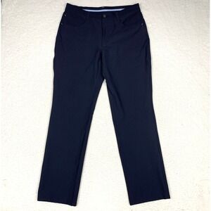 FootJoy FJ Athletic Fit Golf Pants Mens 34x32 Stretch Chino Zip Button Navy Blue